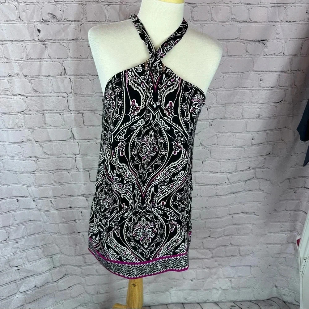 white house black market halter tunic top with elastic waist size small